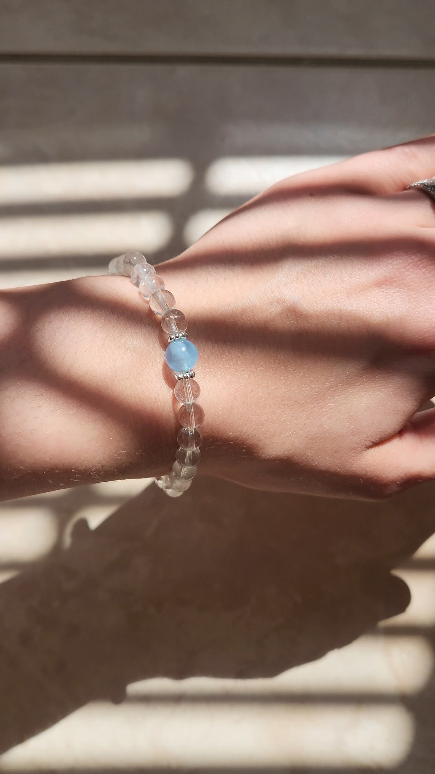 Clear Quartz and Aquamarine Bracelet