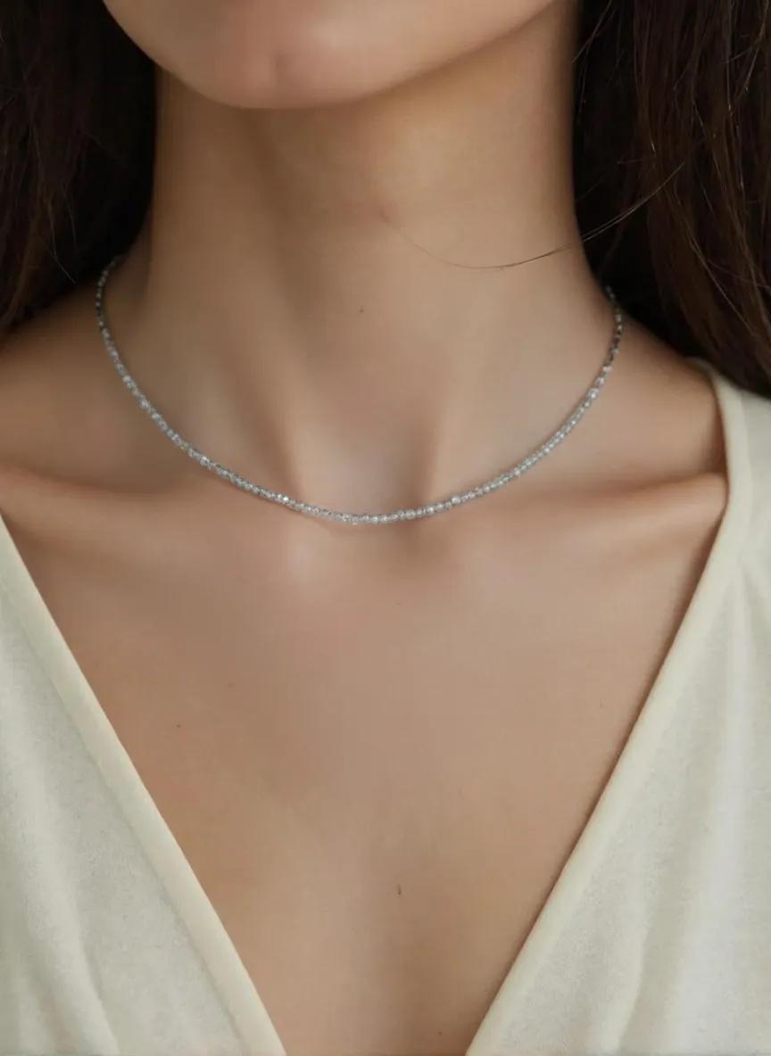 Labradorite Faceted Bead Necklace | 925 Sterling Silver, Adjustable Fit