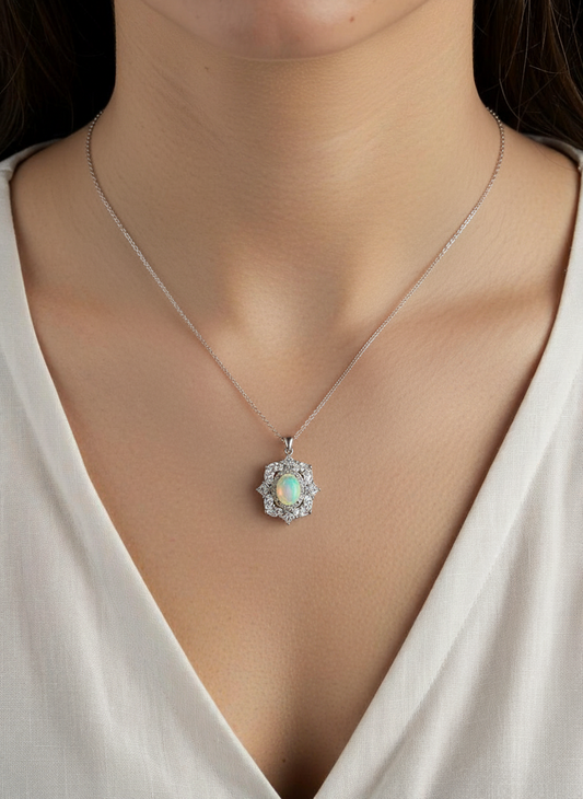 Opal Necklace Pendant | 925 Sterling Silver