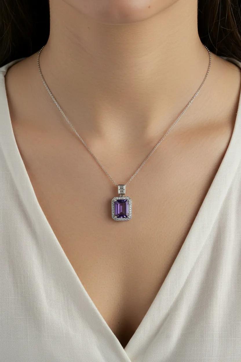 Amethyst Necklace Pendant | 925 Sterling Silver