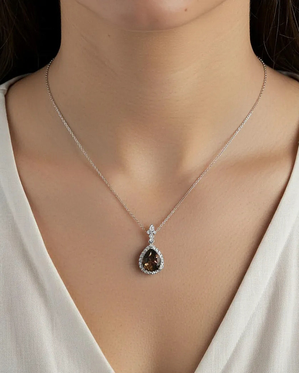 Smoky Quartz Necklace Pendant | 925 Sterling Silver