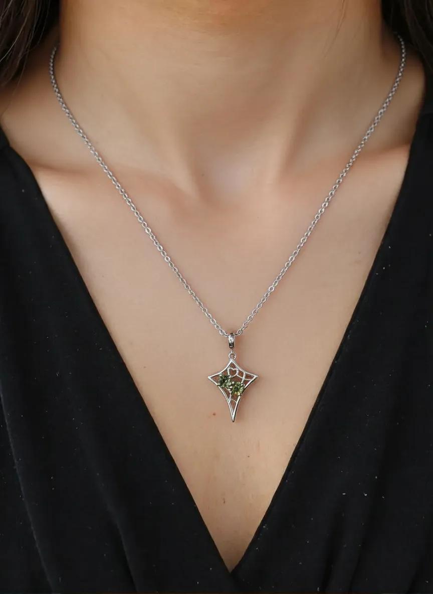 Moldavite Necklace Pendant | 925 Sterling Silver