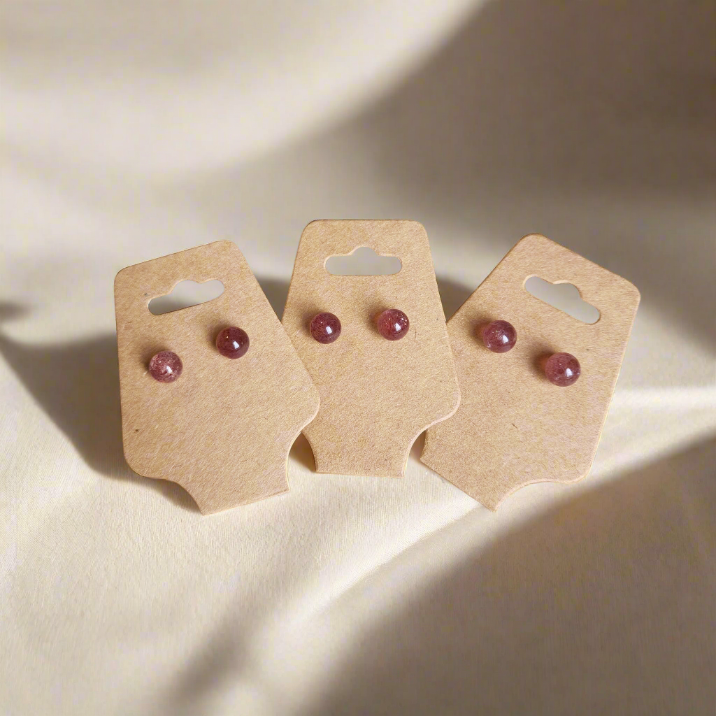 Strawberry Quartz Stud Earrings