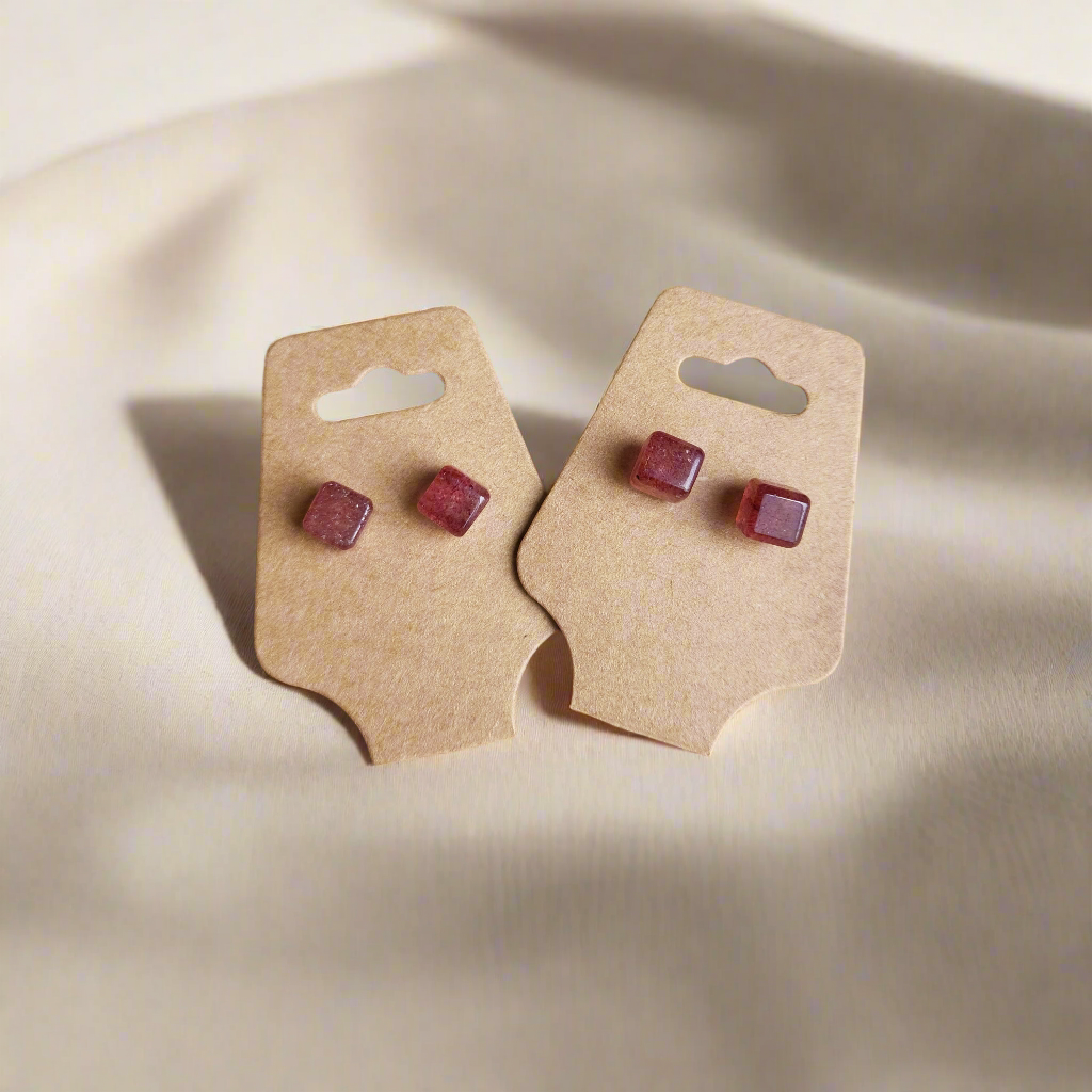 Strawberry Quartz Stud Earrings