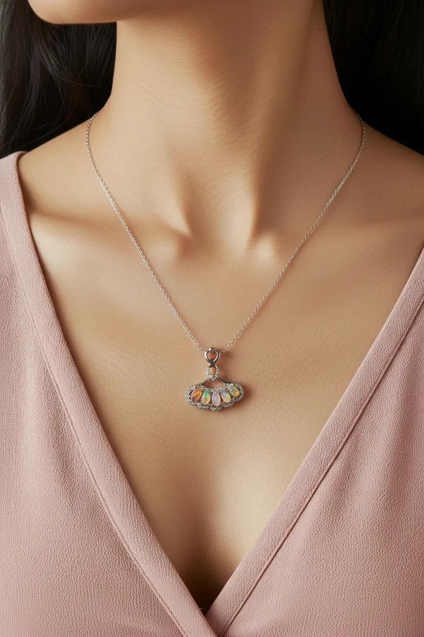 Opal Necklace Pendant | 925 Sterling Silver