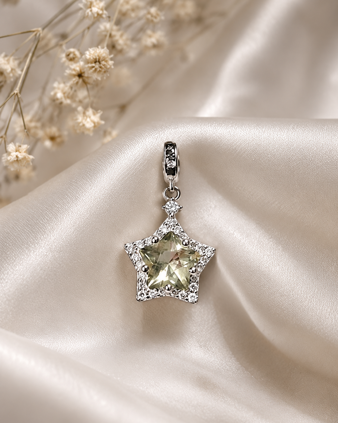 Libyan Dessert Glass Star Necklace Pendant | 925 Sterling Silver